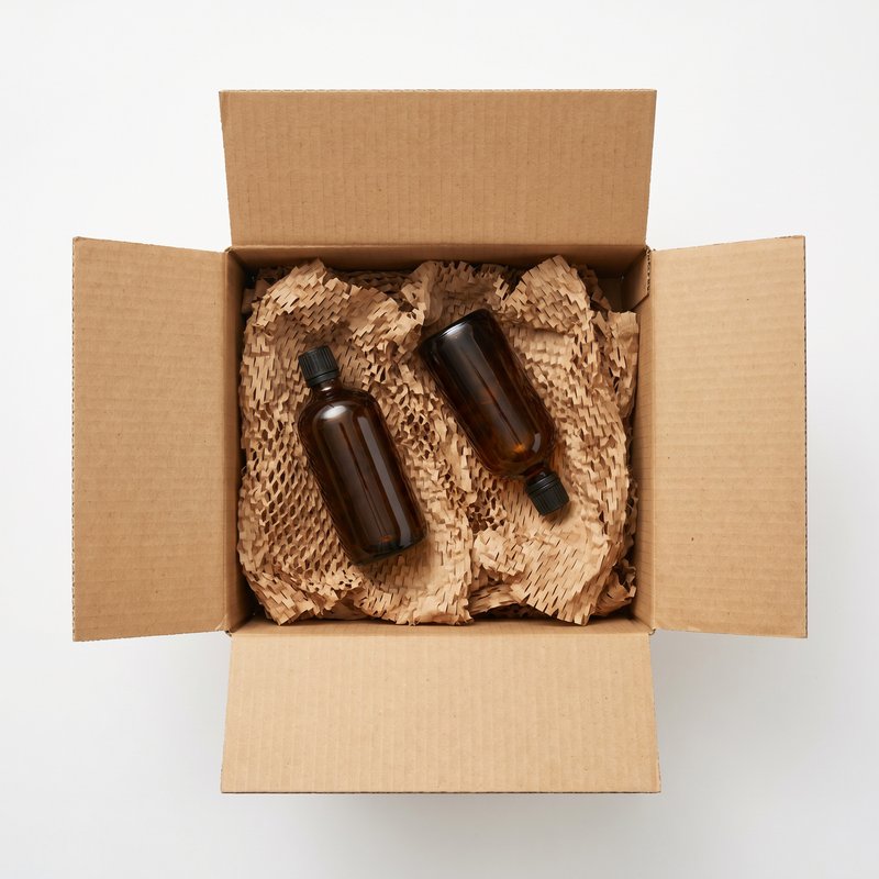 Caixa com almofada de papel para unboxing premium